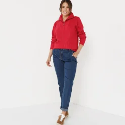 Trui met truckerskraag in ribtricot
