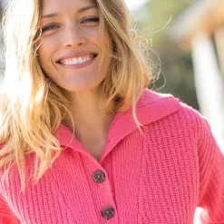 Trui met truckerskraag in ribtricot met mohairtouch