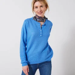 Trui met Tunesische hals, patenttricot met zachte touch
