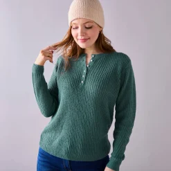 Trui met Tunesische hals, patenttricot met zachte touch