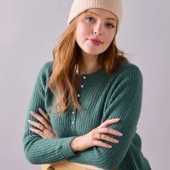 Trui met Tunesische hals, patenttricot met zachte touch