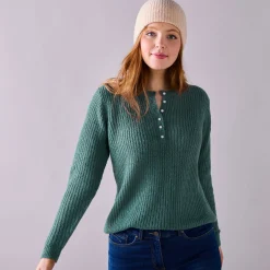 Trui met Tunesische hals, patenttricot met zachte touch
