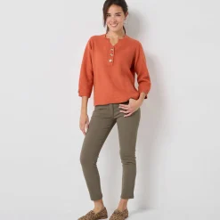 Trui met Tunesische hals en 3/4-mouwen, fantasietricot