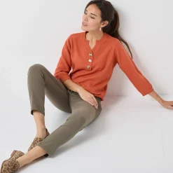 Trui met Tunesische hals en 3/4-mouwen, fantasietricot