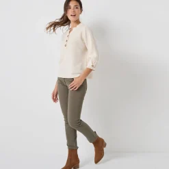 Trui met Tunesische hals en 3/4-mouwen, fantasietricot
