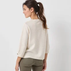 Trui met Tunesische hals en 3/4-mouwen, fantasietricot