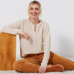 Trui met Tunesische hals, patenttricot met zachte touch