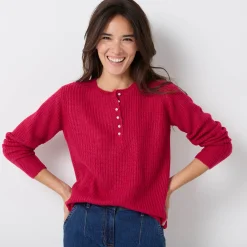 Trui met Tunesische hals, patenttricot met zachte touch