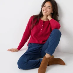 Trui met Tunesische hals, patenttricot met zachte touch