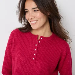 Trui met Tunesische hals, patenttricot met zachte touch