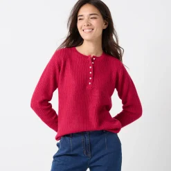 Trui met Tunesische hals, patenttricot met zachte touch