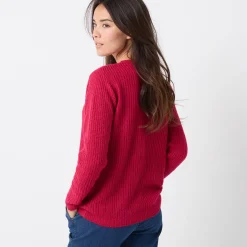 Trui met Tunesische hals, patenttricot met zachte touch