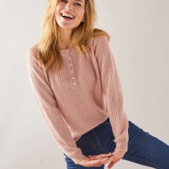Trui met Tunesische hals, patenttricot met zachte touch