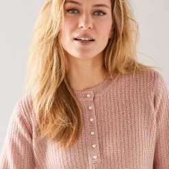 Trui met Tunesische hals, patenttricot met zachte touch