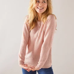 Trui met Tunesische hals, patenttricot met zachte touch