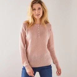 Trui met Tunesische hals, patenttricot met zachte touch