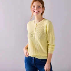 Trui met Tunesische hals, patenttricot met zachte touch
