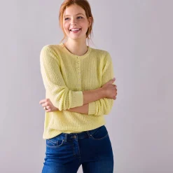 Trui met Tunesische hals, patenttricot met zachte touch