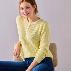 Trui met Tunesische hals, patenttricot met zachte touch