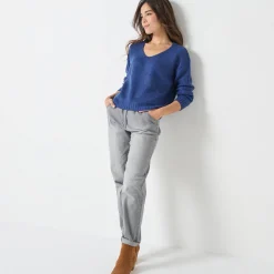 Trui met V-hals en loose volume, mohairtouch