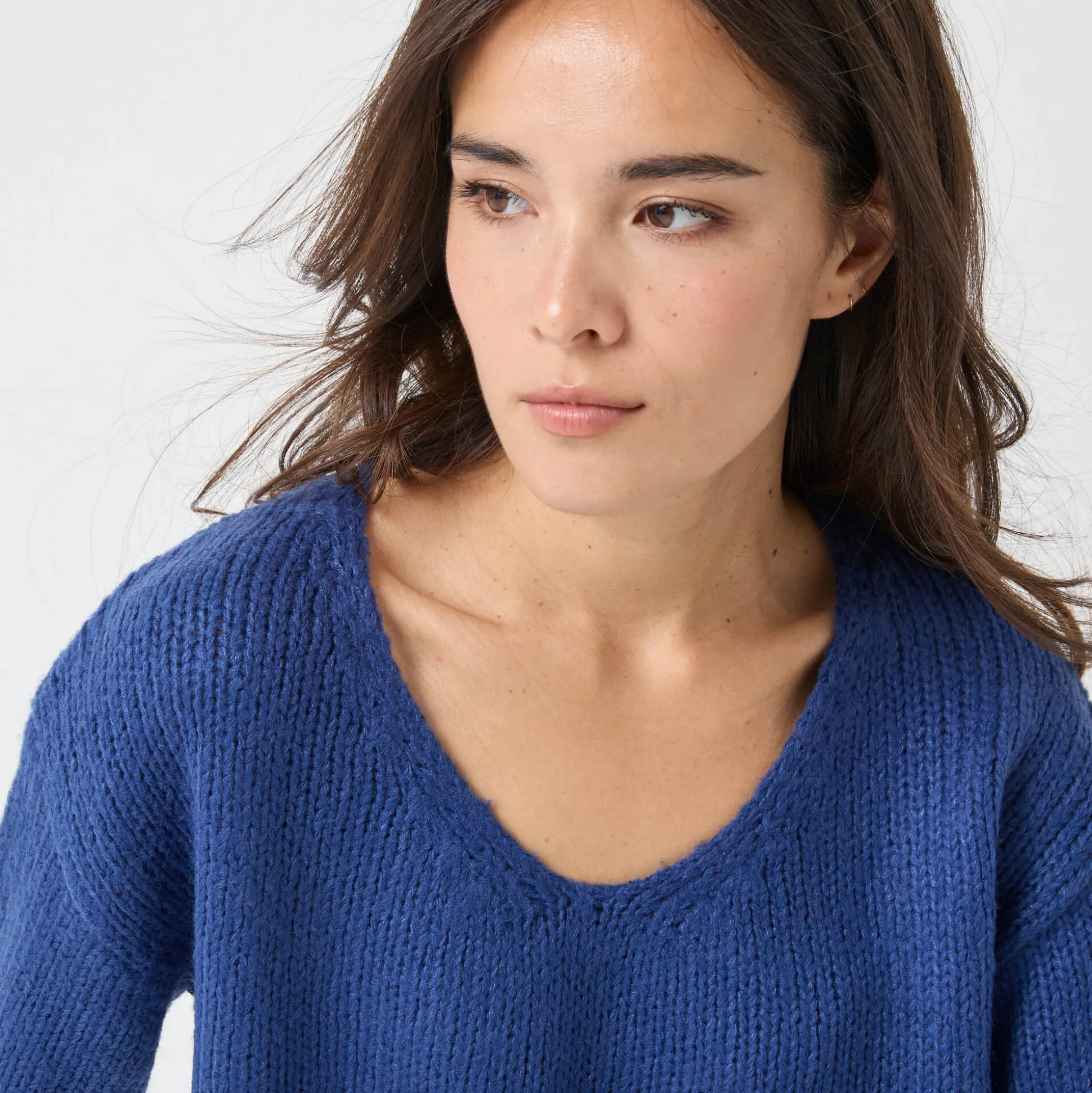 Trui met V-hals en loose volume, mohairtouch