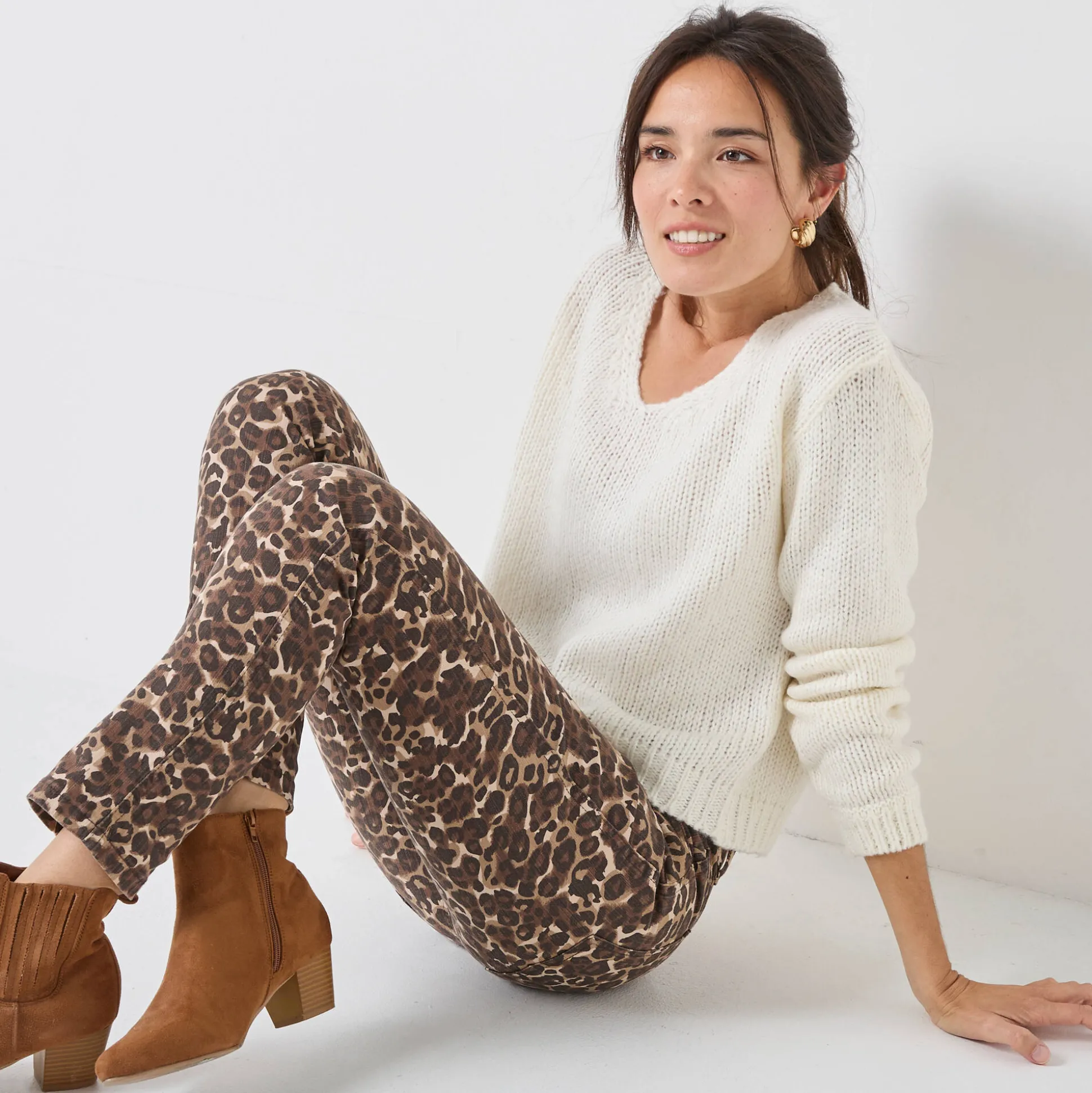 Trui met V-hals en loose volume, mohairtouch