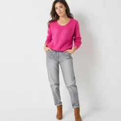 Trui met V-hals en loose volume, mohairtouch