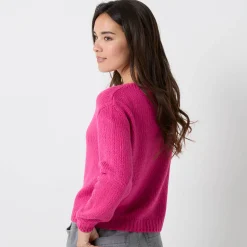 Trui met V-hals en loose volume, mohairtouch