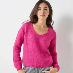 Trui met V-hals en loose volume, mohairtouch