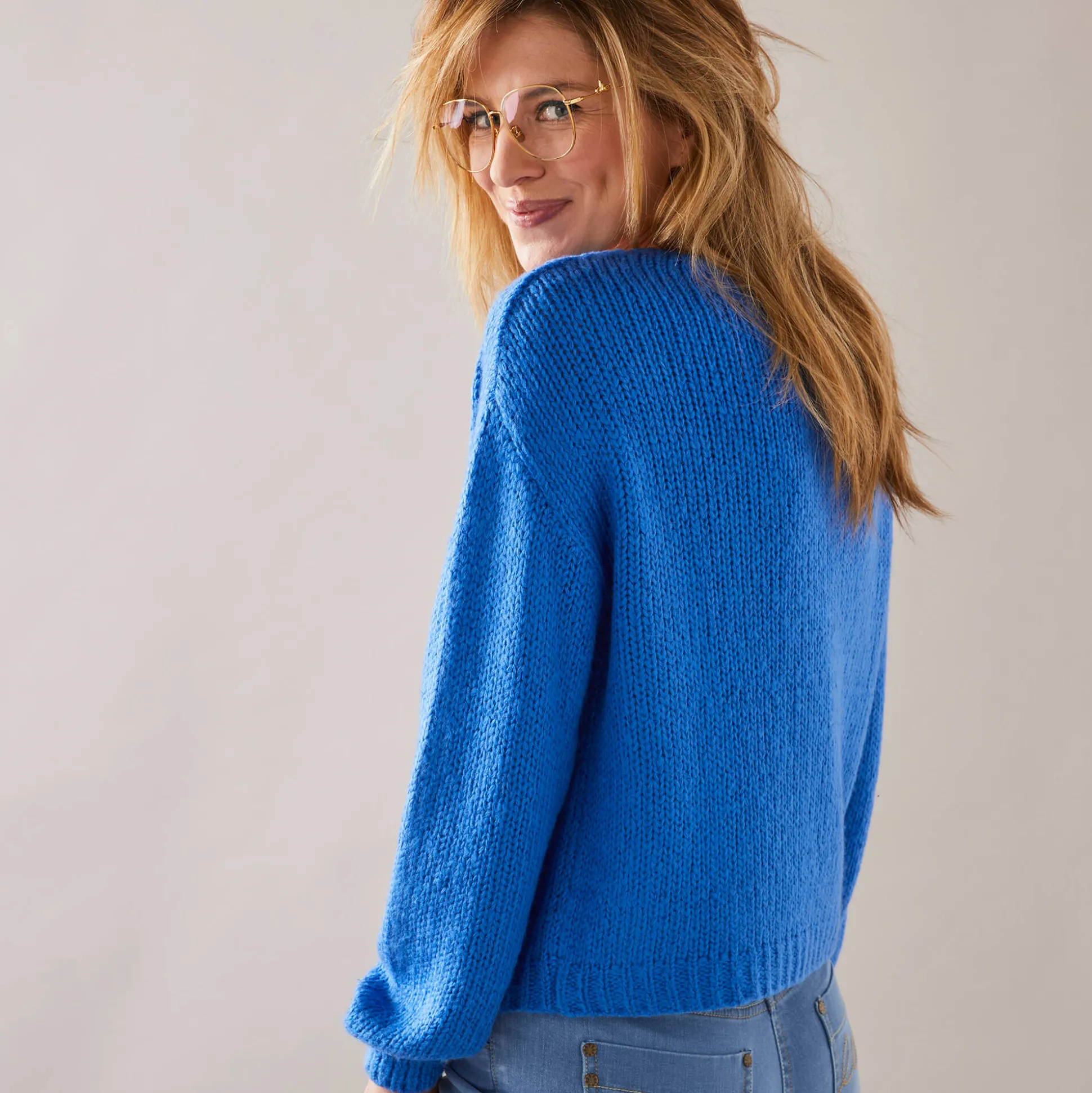 Trui met V-hals en loose volume, mohairtouch