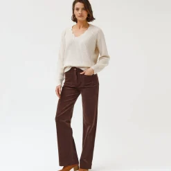 Trui met V-hals, patenttricot