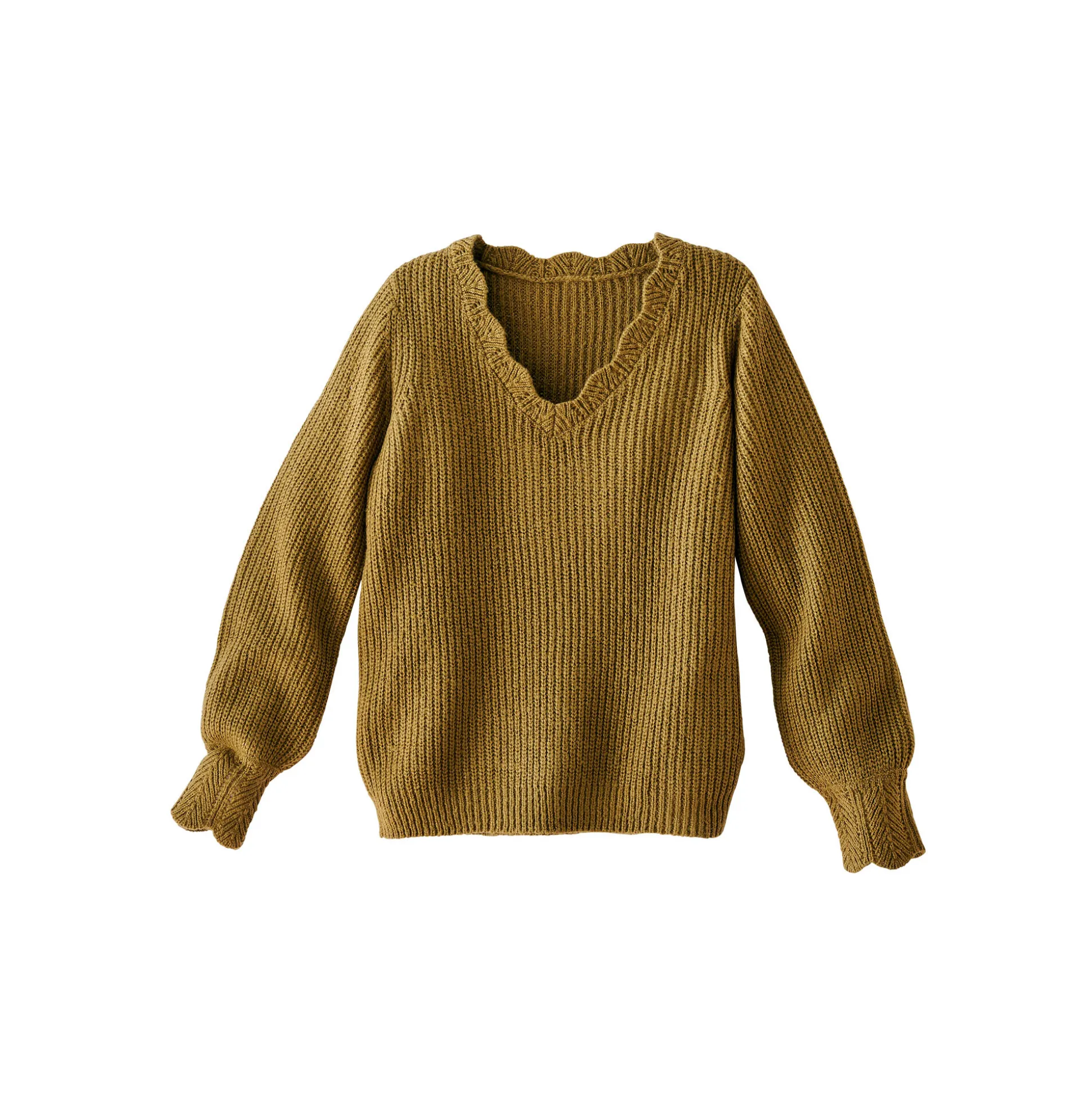 Trui met V-hals, patenttricot