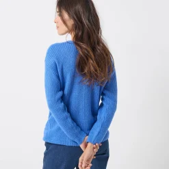Trui met V-hals, patenttricot met zachte touch