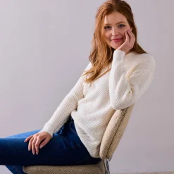 Trui met V-hals, patenttricot met zachte touch