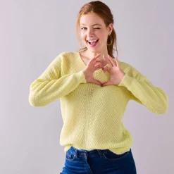 Trui met V-hals, patenttricot met zachte touch