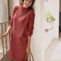 Trui-jurk in kabeltricot