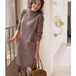 Trui-jurk in kabeltricot