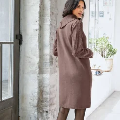 Trui-jurk in kabeltricot