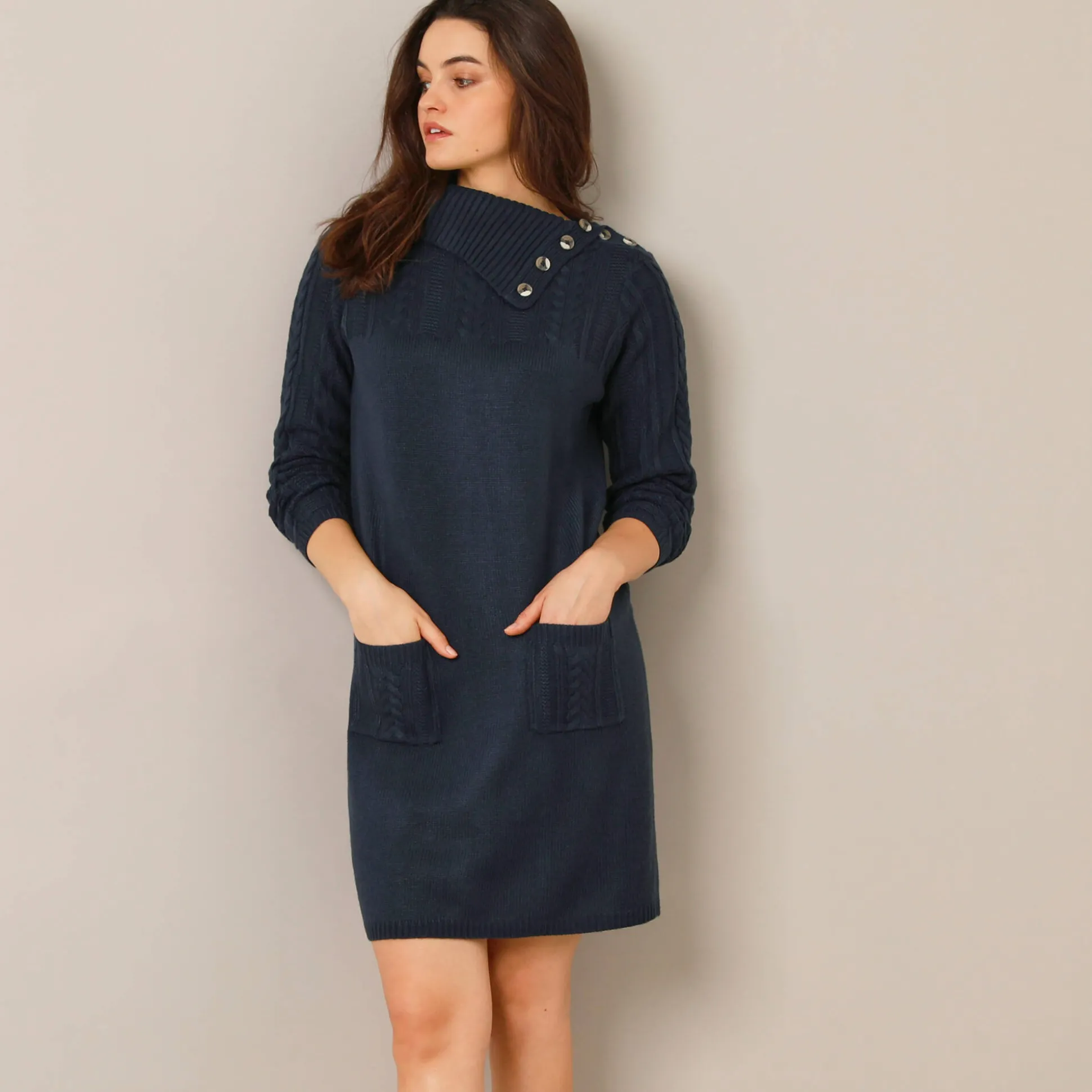 Trui-jurk in kabeltricot