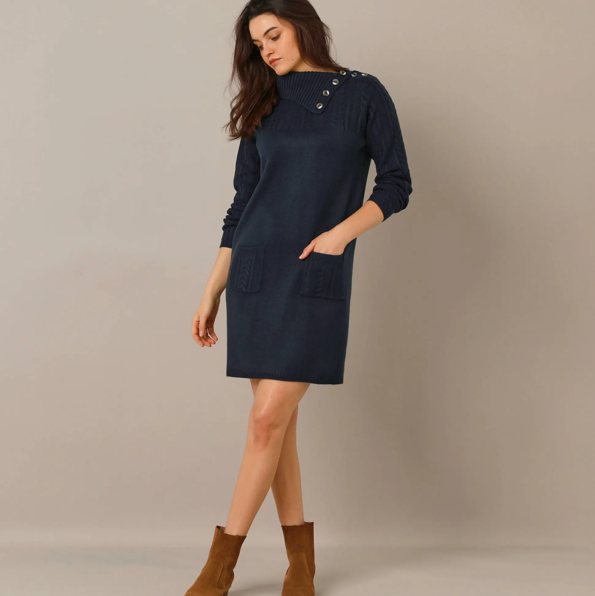 Trui-jurk in kabeltricot