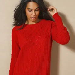 Trui-jurk in kabeltricot