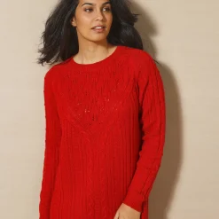 Trui-jurk in kabeltricot