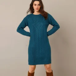 Trui-jurk in kabeltricot