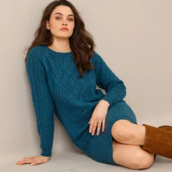 Trui-jurk in kabeltricot