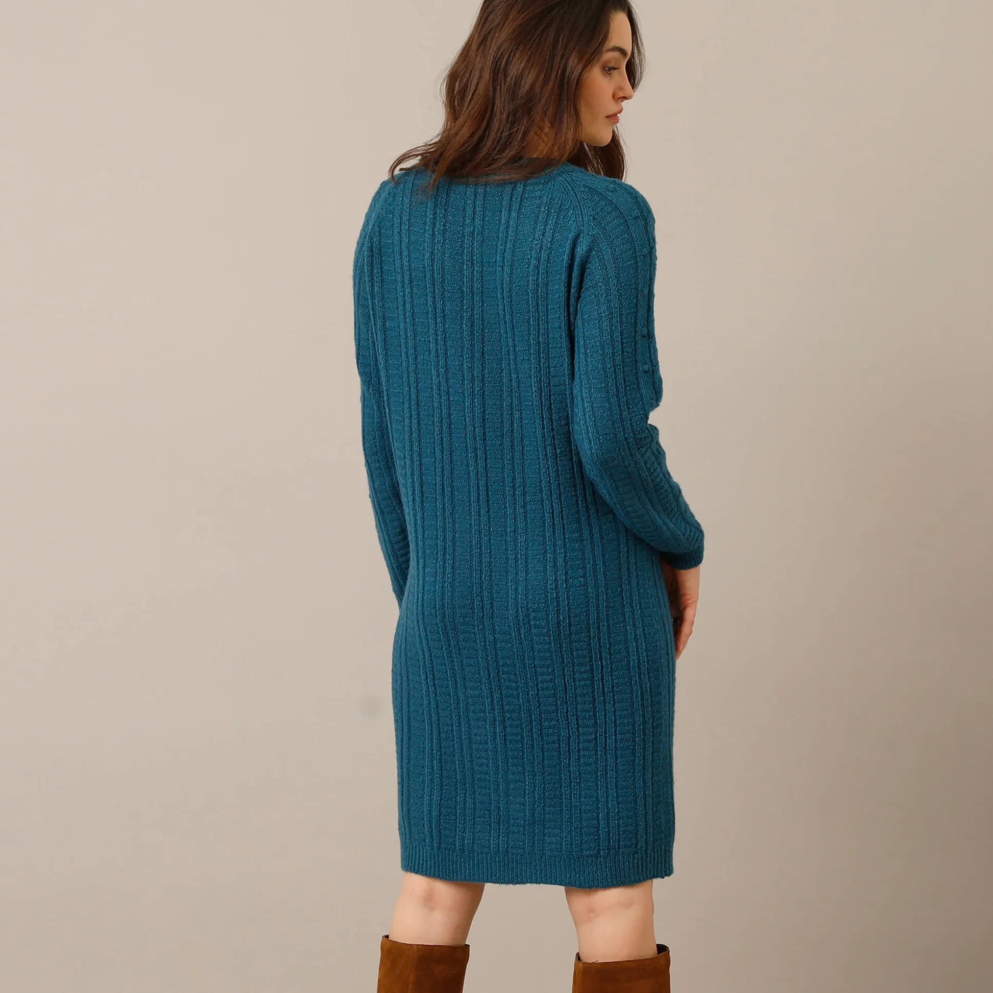 Trui-jurk in kabeltricot