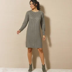 Trui-jurk in kabeltricot