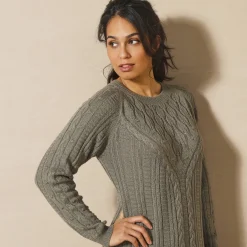 Trui-jurk in kabeltricot
