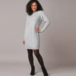 Trui-jurk in kabeltricot