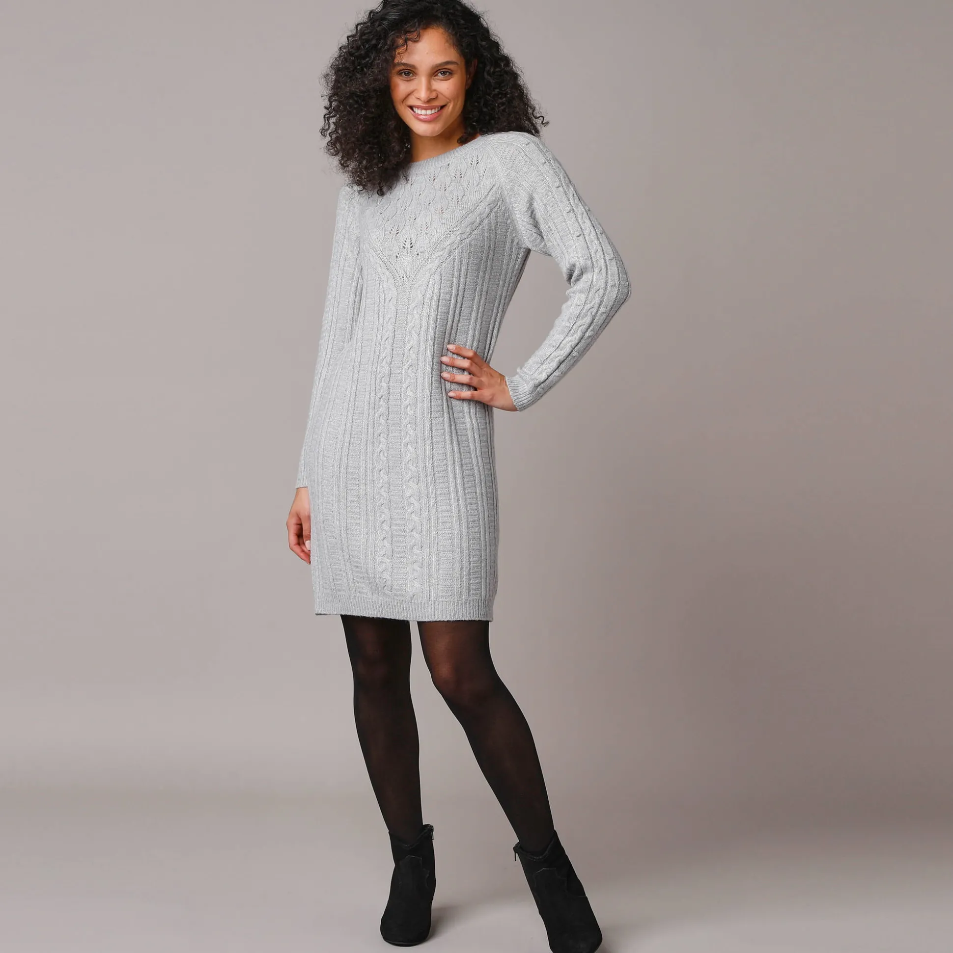 Trui-jurk in kabeltricot