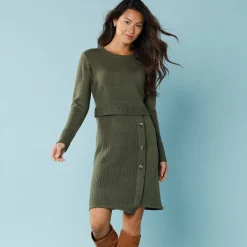 Trui-jurk in wikkelstijl, kleine lengtes